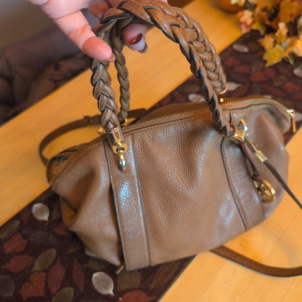 Michael Kors Brown Leather Naomi Braided Handle Satchel - Picture 6 of 10